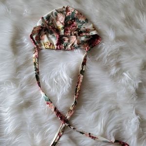 Floral tie baby bonnet